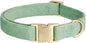 Soft Cotton Dog Collar with Metal Buckle Adjustable Heavy Duty Comfy Corduroy Collars for Small Medium Large Dogs,Grass Green,Large