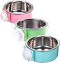3 Pieces Crate Dog Bowl, Removable Stainless Steel Pet Kennel Hanging Food Water Feeder Bowl Cage Coop Cup for Puppy Medium Dog Cat Rabbit Ferret Bird (Blue,Red,Green)