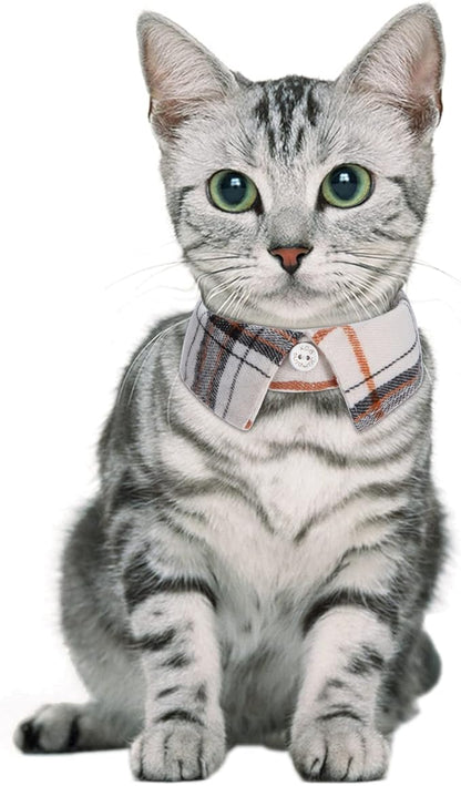 Faleela 2 Pack/Set Cat Collar with Cute Bow Tie and Bell,Breakaway Plaid Shirt Collar for Kitty Adjustable Safety