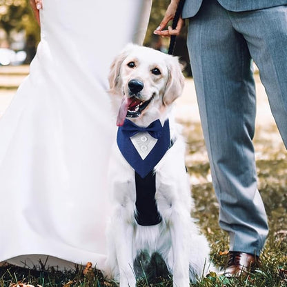 Dog Tuxedo, Formal Dog Wedding Bandana Adjustable Pet Collar with Bow, Small, Medium and Large Wedding Clothing, Birthday Gifts for Dogs