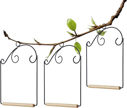winemana Set of 3 Hummingbird Swings, Rust Resistant Metal Frame, Wooden Dowel, Attach to Bird Feeders, Perfect for Hanging Indoor Office Outdoor Trunk Lawn Patio Garden (7.5" x 5.6")