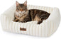 Large Cat Beds - Orthopedic Dog Bed for Medium Dogs, Rectangle Pet Bed with Fluffy Removable Washable Cover, 25x21x9inches, Cream
