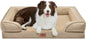Comfort Expression Orthopedic Dog Bed for Large Dogs 36x27 Inch, Waterproof Egg Crate Foam Large Pet Bed with Removable Bolsters, Dog Couch with Washable Cover & Non-Slip Bottom, Light Brown