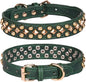Spiked Dog Collar Soft Pu Leather Mushrooms Rivet Spike Studded Puppy Adjustable Pet Collars for Small Breeds (M, Green3)