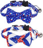 2-Pack Breakaway Cat Collars with Removable Double-Layer Bow Tie and Bell for Boy and Girl Cats Safety Kitten Collars Suitable for Festivals and Daily. (Independence Day 2)
