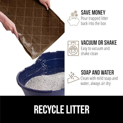 GORILLA GRIP Cat Litter Box Mat, 35x23, Water Resistant, US Designed Kitty Litter Trapping Mats, Easy to Clean, Scatter Control, Less Mess and Clean Floors, Kitten Supplies for Indoor Cats, Brown