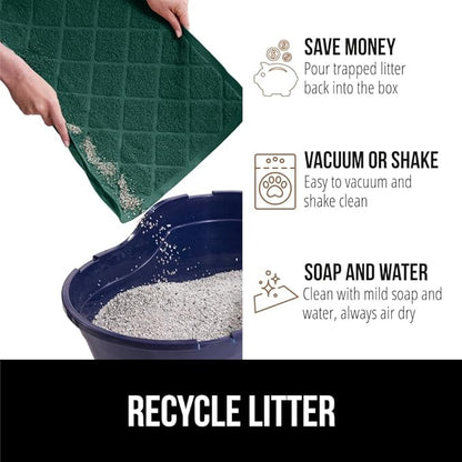 GORILLA GRIP Cat Litter Box Mat, Water Resistant, US Designed Kitty Litter Trapping Mats, Easy to Clean, Scatter Control, Less Mess and Clean Floors, Kitten Supplies for Indoor Cats 24x17 Hunter Green