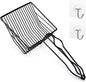 Metal Cat Litter Scoop, Fast Kitty Box Pooper Scooper with Holder, Deep Large Shovel, Upgraded with Flat Head and a Comfy Thumb Hole in Long Handle