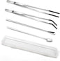 4-Piece Stainless Steel Reptile Feeding Tongs & Spoons Set – Curved/Straight Tweezers,Spoons, Rubber Tips for Bearded Dragons,Aquarium/Terrarium Safe Feeding Tools