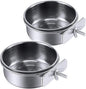 PINVNBY Parrot Feeding Cups Birds Food Dish Stainless Steel Parrot Feeders Water Cage Bowls with Clamp Holder for Cockatiel Conure Parakeet Macaw Small Animal (2PCS, Size: M)