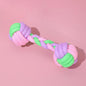 Candy Colored Rope Woven Toy, Durable Dumbbell Design Pet Teeth Grinding Mouth Toy, Funny Interactive Molar Training Toy for Dogs, Puppy Teething Relief and Dental Care (Candy Colored)