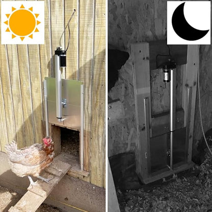 JVR Automatic Chicken Coop Door Opener with Timer, Programmable, Aluminum Coops Doors, Electric Run Automatic Chicken Door Auto Opener, Actuator Motor, Anti-Pinch Auto Reopen & Stop Safety