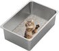 Kirecoo Stainless Steel Cat Litter Box XXL- Metal High Sided Cat Pan, Large Stainless Steel Box, Indoor Litter Tray, Non Stick, No Smell, Easy to Clean, Pet Toilet Supplies for Kitten, Kitty, Rabbit