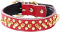 Spiked Studded Dog Collar, Genuine Leather Dog Collar, Adjustable Pet Collars for Medium Large Bulldog Pitbull Mastiff Poodle Boxer (M:29-38cm, Red)