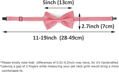 KOOLMOX Dog Bow Ties Pink, Adjustable Dog Collar Bow Tie for Medium and Large Dogs Cats Pets Wedding Birthday Graduation Holiday Homecoming Costumes Grooming, 2-Pack