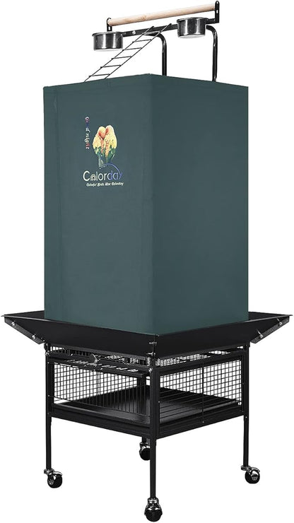 Colorday Good Night Bird Cage Cover for Large Bird Cage with Play Top (Patented), Green 61"
