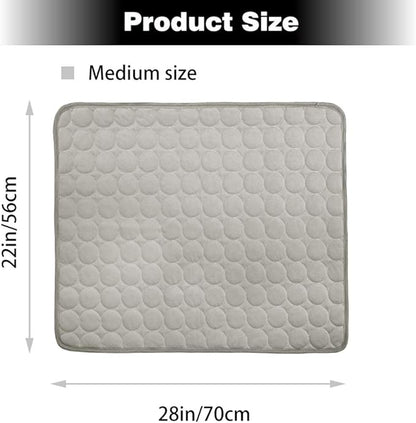 Washable Dog Cooling Mat Ice Silk Pet Self Cooling Pad Blanket for Indoor & Outdoor Car Seats (Grey, 28x22 in)