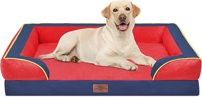 Comfort Expression Orthopedic Dog Bed for Extra Large Dogs 42x30 Inch, Waterproof Egg Crate Foam XL Pet Bed with Removable Bolsters, Dog Couch with Washable Cover & Non-Slip Bottom, Kansas