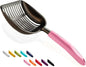 WePet Cat Litter Scoop, Non-Stick Plated Aluminum Alloy Sifter, Kitty Durable Metal Scooper, Deep Shovel, Long Handle, Kitten Pooper Lifter, Size Large, Coated Black Body with Pink Handle