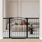 Fairy Baby 54.4"-57.0" Extra Wide Baby Gate with Door, 55 56 57 Inches Walk THR Baby Gates for Stairs Pressure Mounted no Drill, Indoor Tension Metal Child Pet Dog Safety Gate for Kids, Black