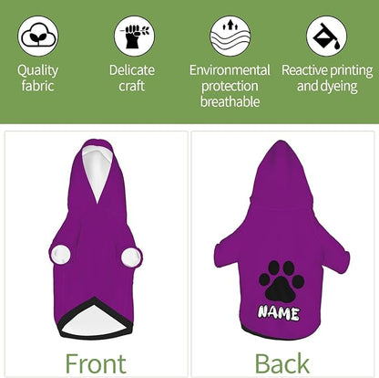 Custom Dog Hoodie Soft & Warm Design Your Own Personalized Photo Text Logo Name Dog Clothes for Puppy Sweatshirt Hooded for Small Medium Large Dogs Girl/Boy Cats Purple