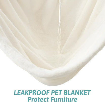 Waterproof Pet Blanket, Ultra Soft Luxury Faux Fur Throw Blanket for Couch, Cozy Warm Plush Blanket for Sofa Bedroom Living Room, Liquid Pee Proof for Large Dog or Cat, 30x40 inch, Cream