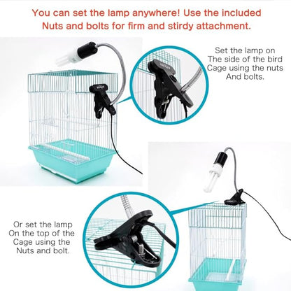 FUNKS TORITOMOSU Bird Cage UVB Light Combo Kit, AvianSun Lamp 2.4% UVB UVA 20W Compact Fluorescent Bulb for All Kinds Captive Birds