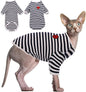 DENTRUN Hairless Cats Shirt Breathable Cat Daily Wear Clothes Stripe Vest Adorable Pajamas Jumpsuit Soft & Skin-Friendly