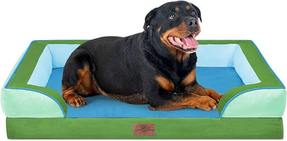 Comfort Expression Orthopedic Dog Bed for Extra Large Dogs 45x35 Inch, Waterproof Egg Crate Foam XL Pet Bed with Removable Bolsters, Dog Couch with Washable Cover & Non-Slip Bottom, Boston