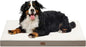 Orthopedic Dog Crate Bed for Extra Large Dogs, XXL Waterproof Comfort Pet Bed with Egg Crate Foam 47x29 Inch, Removable Oxford Cooling Cover, Khaki White