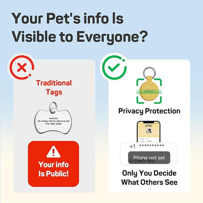 Plike Smart Pet Tracker for Apple Find My (iOS only), Dog Tracker Tag with Silicone Cover, Scan QR for Instant Location Alerts, No Monthly Fee, Anti-Lost Tracker for Dogs & Cats