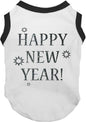 Petitebella Bling Happy New Year Puppy Dog Shirt (White/Black, X-Large)