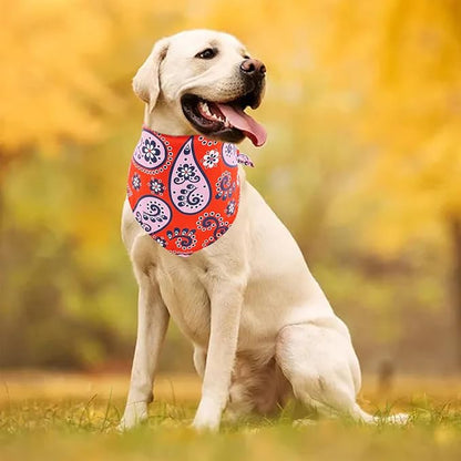 30 Pcs Paisley Bandanas for Dog Polyester Print One Side Bandana Bulk for Small Medium Dogs Breed Reversible Stitch Bandana Grooming M