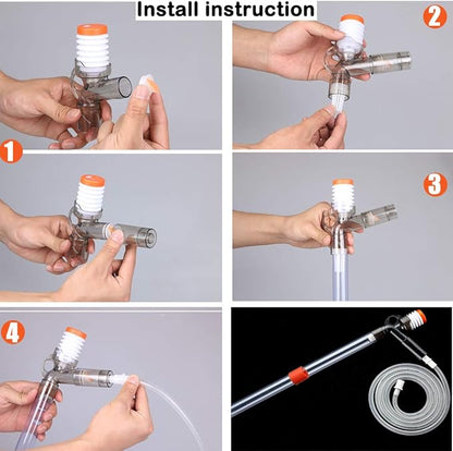 Aquarium Gravel Cleaner Siphon Fish Tank Vacuum Cleaner for Absorb Dirt Wash Sand Algae Scrapers Water Changer Gravel Washer for Fish Tank Cleaning Gravel and Sand (Normal Version)