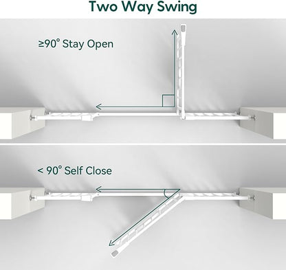 Babelio 36-56" Extra Wide Auto Close Baby Gate with Cat Door, Pet Gate Indoor with Extra Wide Walk Thru Door, Metal Dog Gate for Doorway, Stairs, Includes 4 Wall Cups and 3 Extension Pieces, White