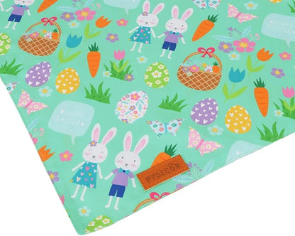 PTDECOR Easter Dog Bandana, Reversible Rabbit Easter Egg Dog Scarf, Multi Size, White Green Bandanas for Extra Large Dogs Pets (White&Green, X-Large)