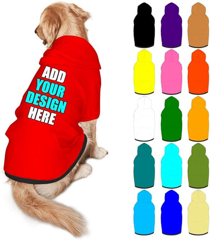 Personalized Dog Hoodie Customized with Name Photo Pet Warm Sweater Hoodie for Medium Large Dogs & Cat Puppy, Red, S