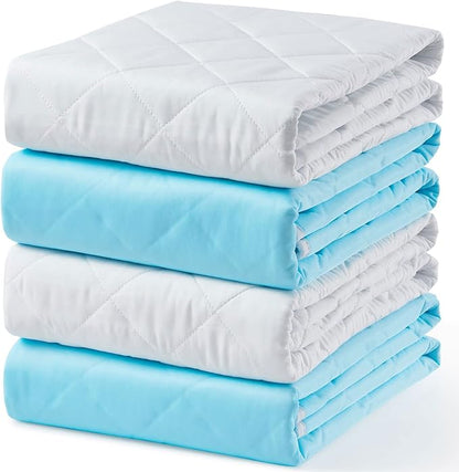 KANECH Washable Underpads 30"x34" (4 Pack), Waterproof Heavy Absorbency Reusable Incontinence Bed Pads for Adults, Elderly, Kids & Pets - Bedwetting Mattress Protector