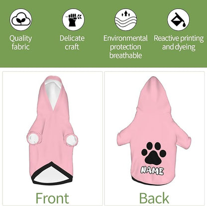 Custom Dog Hoodie Soft & Warm Design Your Own Personalized Photo Text Logo Name Dog Clothes for Puppy Sweatshirt Hooded for Small Medium Large Dogs Girl/Boy Cats Pink