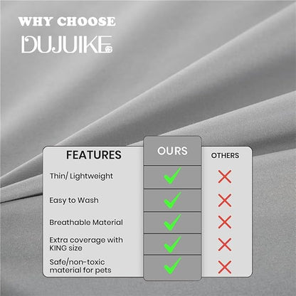 DUJUIKE Waterproof Bed Cover for Dog and Cats,Pet Hair Resistant Bed Sheet Cover, Protective Bed Liner Cover with 100% Waterproof Breathable Thin Fabric (Grey, Super King 90 * 118 inch)