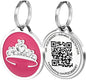 Pet Dwelling QR Code Pet ID Tag – Smart Dog & Cat ID Tags for Pet Safety, Free Personalized Online Profile, Instant Scan Alerts, AI Insights (Pink Tiara)