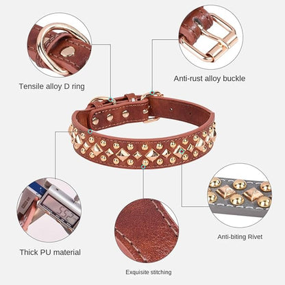 Spiked Dog Collar Soft Pu Leather Mushrooms Rivet Spike Studded Puppy Adjustable Pet Collars for Small Breeds (XS, Black3)