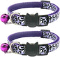 Reflective 2 Pack Breakaway Cat Collars with Bell Leopard Pattern Cute Kitty Adjustable 7.5-12.5 Inch Safe Kitten Collars Charms (Purple)