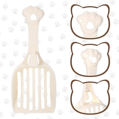 Cat Litter Scoop, Durable Plastic Kitty Litter Sifter Scooper with Wide Slats Comfy Handle Deep Shovel Pooper Lifter Captures All Clumps for Easy Sifting Pine Pellets Box (Milky White)