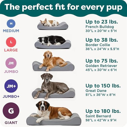 FurHaven Orthopedic Dog Bed for Large Dogs, Luxe Lounger Contour Mattress with Solid Orthopedic Foam Slab for Joint Support, Removable Washable Cover, Giant XXXL, Plush Suede, Gray