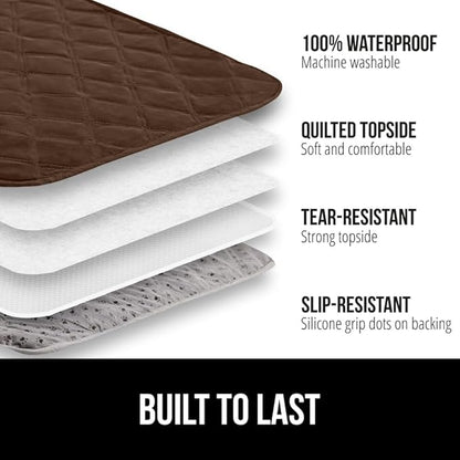GORILLA GRIP Waterproof Bed Cover for Dogs, 82x68, Gripped Slip Resistant Backing, Leak Proof Washable Dog Blanket Covers Sofa, Couch, Sectional, Crate, Car, RV Seats, Pet Puppy Essentials, Brown