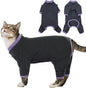 Sticky Cat Clothes Stretchy, Sphynx Hairless Sweater & Pajamas for Cats only, Soft Cat Onesie for Cats After Surgery Female Male & Hair Loss Prevention, Black 2XL