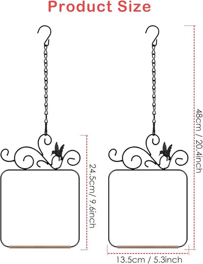 PACETAP Hummingbird Swings and Perches Metal Frame 2 Pack, Wild Bird Swing Outdoor Bird Perch with Wooden Dowel and 2 Hanging Chain for Indoor, Outdoor, Trunk, Lawn, Patio, Garden (2 Hummingbirds)
