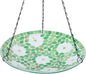 VCUTEKA Hanging Bird Bath, Glass Mosaic Bird Baths for Outdoors Birdfeeder with 21 inch Rust-Proof Chain for Garden Yard Decor