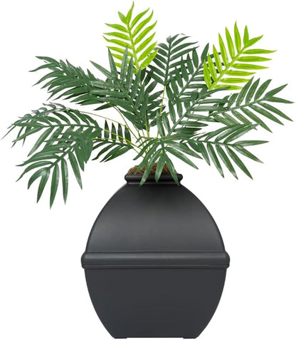 Good Pet Stuff Hidden Litter Box Planter, Decorative Cat Litter Enclosure with Carbon Filter, Artificial Plant, Easy Clean, Indoor Design, Courtyard Square Style, Base Kit, Black Suede